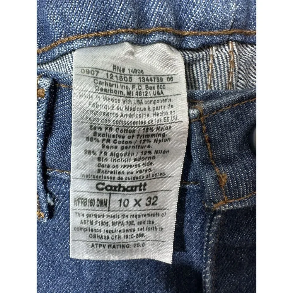 NWTS Carhartt WFRB 160 DNM Flame Resistant‎ FR Jeans Relaxed Fit Women's 10x32 - Picture 4 of 8